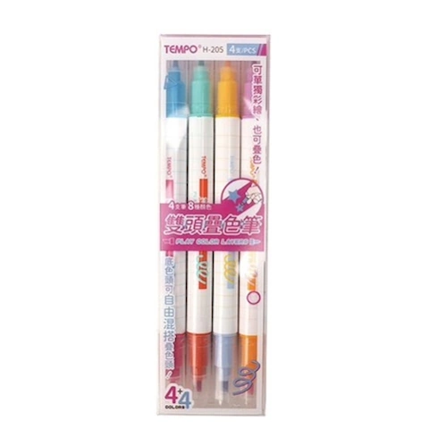 H-205-4 雙頭疊色筆4支入