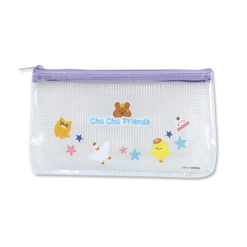 珠友 PB-60680-03 透明網格扁形筆袋-閃亮登場