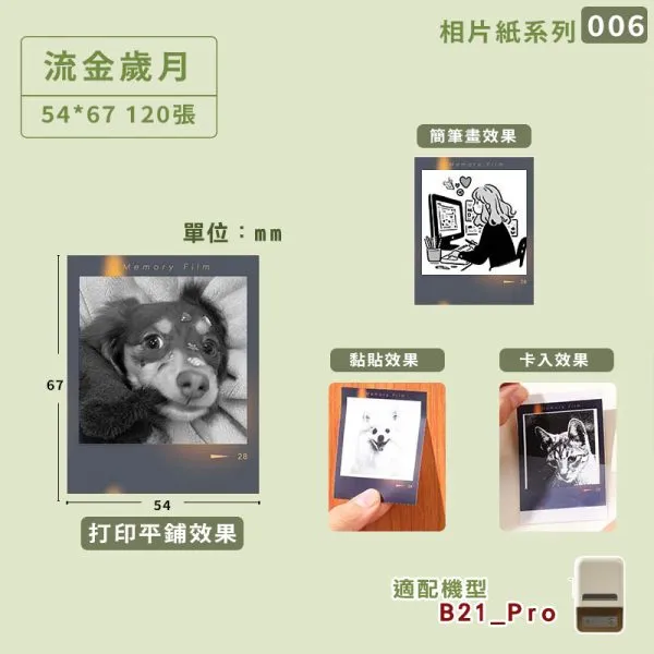 NIIMBOT精臣 Pro系列標籤紙-T54*67-120流金歲月相片紙