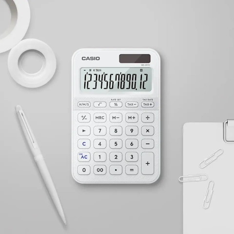 CASIO 卡西歐 MS-20YC-WE 計算機12位元-無色白