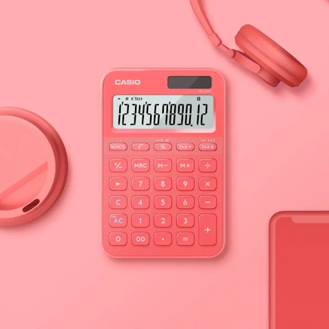 CASIO 卡西歐 MS-20YC-CL 計算機12位元-珊瑚紅
