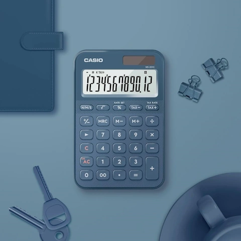 CASIO 卡西歐 MS-20YC-NY 計算機12位元-寶靛藍