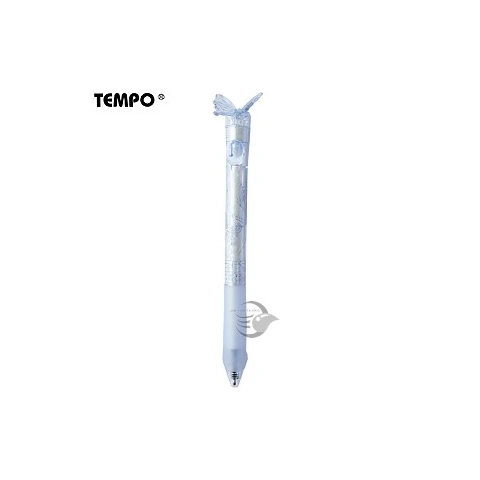 Tempo節奏 GL-350 水晶蝴蝶筆 0.5按動中性筆-藍墨