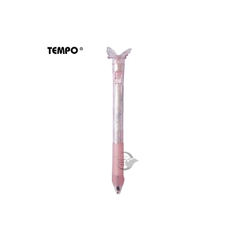 Tempo節奏 GL-350 水晶蝴蝶筆 0.5按動中性筆-紅墨